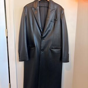 SYSTEM Men's Black Faux Leather Coat